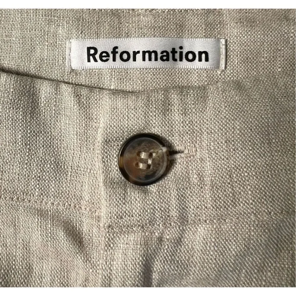 Reformation Alex Mid Rise Linen Pant in Oatmeal NWT Size 18